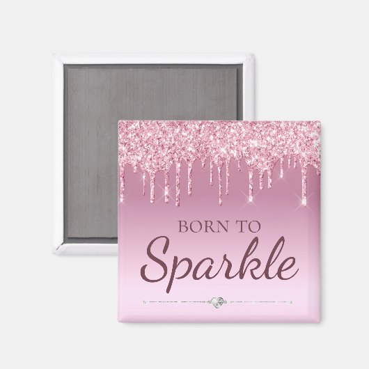 光ピンクのグラム滴下グリッターを輝かせ生まれる マグネット (正面/裏面)