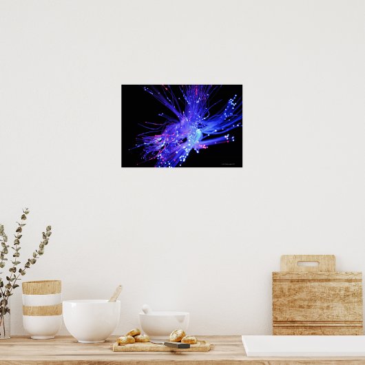 光ファイバーの赤と青の光 ポスター (キッチン)