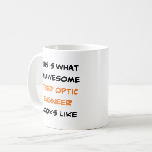 光ファイバー技術者素晴らし、 コーヒーマグカップ (正面左)