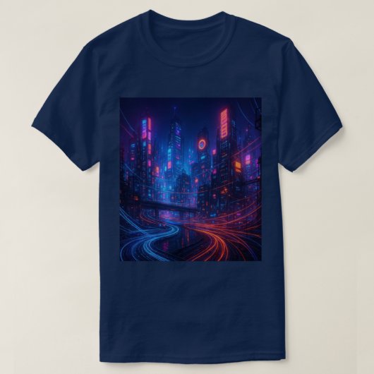 光ファイバー街並み Tシャツ (デザイン正面)