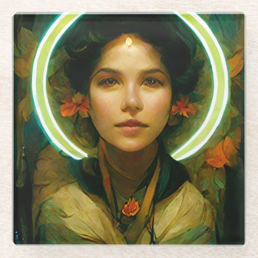 光ファンタジーのリングや輪Sci-fi ガラスコースター (正面)