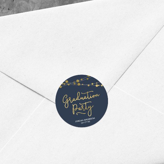 光フェイク金ゴールド列ブルー卒業党 ラウンドシール