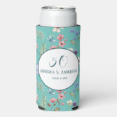 光フェミニンティール(緑がかった色)フローラワイルドフラワーパターン スリム缶クーラー (Seltzer裏面)