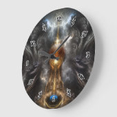 光フラクタルアートの球体 ラージ壁時計 (傾斜)