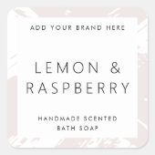 光ミニマルバラグレーbushstrokes製品ラベル スクエアシール (正面)