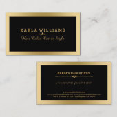 光ミニマルモダン金ゴールドフレームと黒 名刺 (正面/裏面)