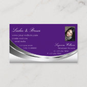 光モダンと王室のダイヤモンド付きシルバーパープル 名刺 (裏面)