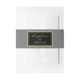 光モダンエレガントグレーと金ゴールドスクリプ結婚ト 招待状ベリーバンド