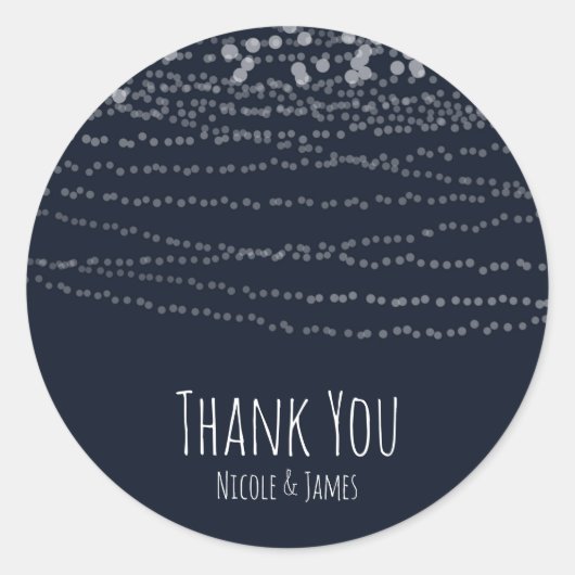 光モダンエレガント列ブルーお祝い ラウンドシール (正面)