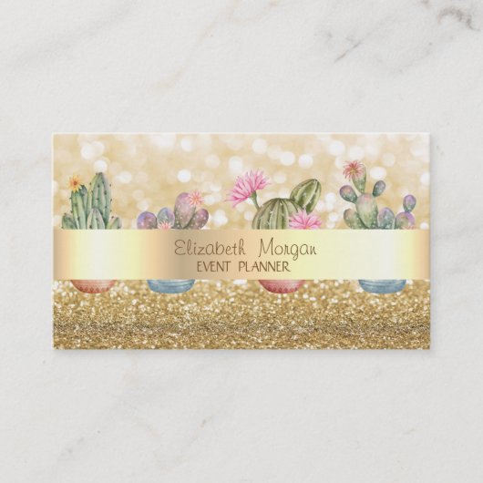 光モダンエレガント輝く《写真》ぼけ味多肉株 名刺 (正面)