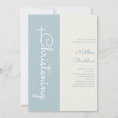 光モダンエレガント青男の赤ちゃん《キリスト教》洗礼式や命名式 招待状 (正面)