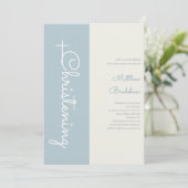 光モダンエレガント青男の赤ちゃん《キリスト教》洗礼式や命名式 招待状 (スタンド正面)