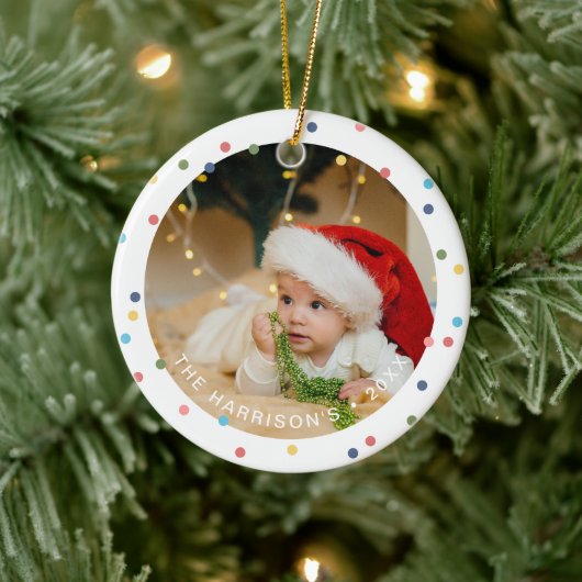 光モダンカラフル写真 セラミックオーナメント (ツリー)