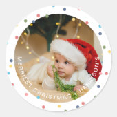 光モダンカラフル写真 ラウンドシール (正面)