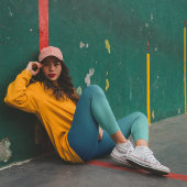 光モダンティール(緑がかった色)と海青グラデーション カプリレギンス