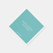 光モダンティール（緑がかった色）カップル名&日付結婚ズ スタンダードカクテルナプキン (角)