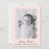 光モダンピミニマルンク生まれたばかりのベビー誕生 案内状 (正面)