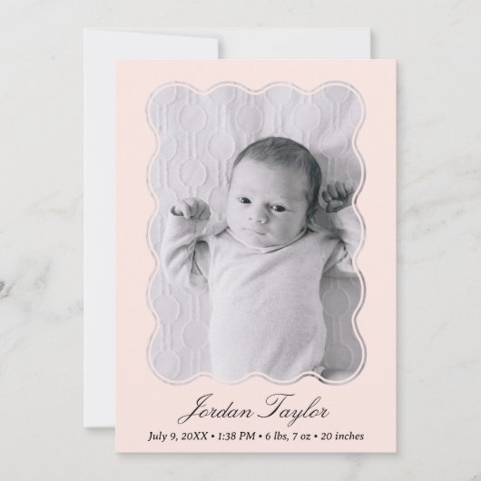 光モダンピミニマルンク生まれたばかりのベビー誕生 案内状 (正面)