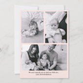 光モダンピミニマルンク生まれたばかりのベビー誕生 案内状 (裏面)