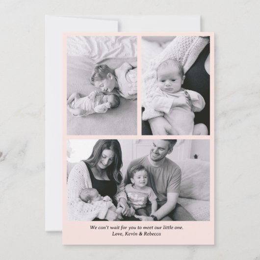 光モダンピミニマルンク生まれたばかりのベビー誕生 案内状 (裏面)