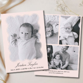 光モダンピミニマルンク生まれたばかりのベビー誕生 案内状