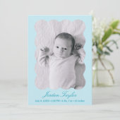 光モダンミニマル青生まれたばかりのベビー誕生 案内状 (スタンド正面)
