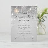 光モダン付きシルバークリスマきらめくスパーティー 招待状 (スタンド正面)