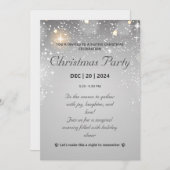 光モダン付きシルバークリスマきらめくスパーティー 招待状 (正面/裏面)