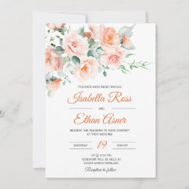 光モダン桃結婚テンプレート 招待状