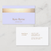 光モダン紫エレガント金ゴールドストライプ 名刺 (正面/裏面)