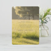 光モダン緑の牧草地ブライダルシャワー 招待状 (スタンド正面)