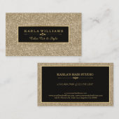光モダン金ゴールドグリッターテクスチャ黒アクセント 名刺 (正面/裏面)
