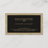 光モダン金ゴールドグリッターテクスチャ黒アクセント 名刺 (裏面)