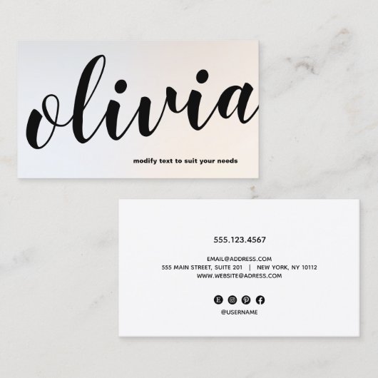 光モダン銀文字はっきりした書道 名刺 (正面/裏面)