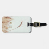 光モノグラムの独身のの黄金の小麦の頭 ラゲッジタグ (正面横)