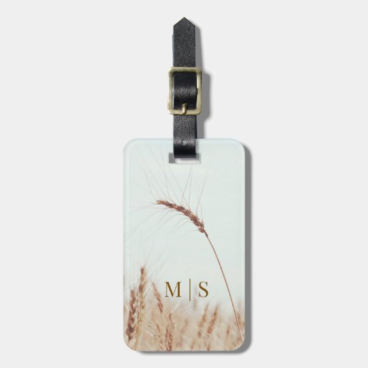 光モノグラムの独身のの黄金の小麦の頭 ラゲッジタグ (正面縦)