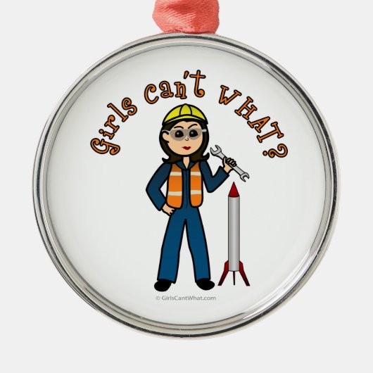 光ロケット科学者の少女 メタルオーナメント (正面)