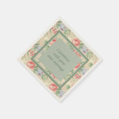 光ヴィンテージピンク花柄カスタム文字 スタンダードカクテルナプキン (角)