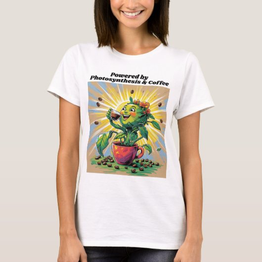 光合成とコーヒーで動くTシャツ Tシャツ (正面)
