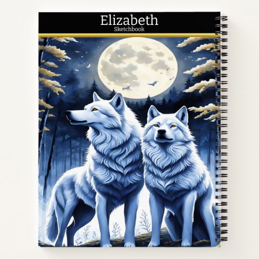 光威厳のあるる月明かりの下で狼が吠える ノートブック (裏面)