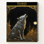 光威厳のあるる満月の下で吠える狼 ノートブック (裏面)