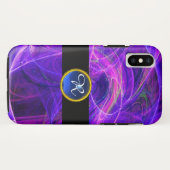 光子熱狂するブルーサファイアジェムストーンモノグラム Case-Mate iPhoneケース (裏面(横))