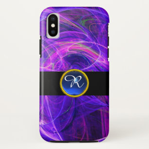光子熱狂するブルーサファイアジェムストーンモノグラム iPhone XSケース