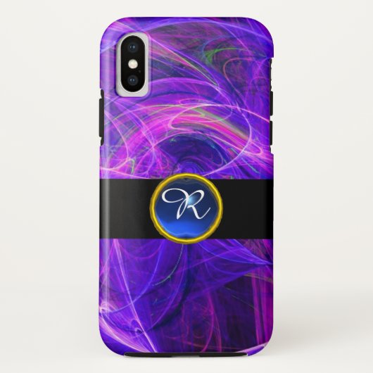 光子熱狂するブルーサファイアジェムストーンモノグラム Case-Mate iPhoneケース (裏面)