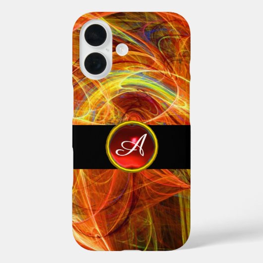 光子熱狂する赤ルビージェムストーンモノグラム Case-Mate iPhoneケース (裏面)