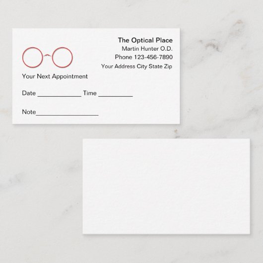 光学式アイドクターアポイントメントカード 予約カード (正面/裏面)