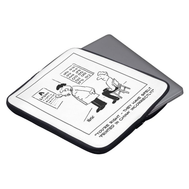 光学式壁グラフのオプティシャンによるスペルチェック ラップトップスリーブ (正面上部)