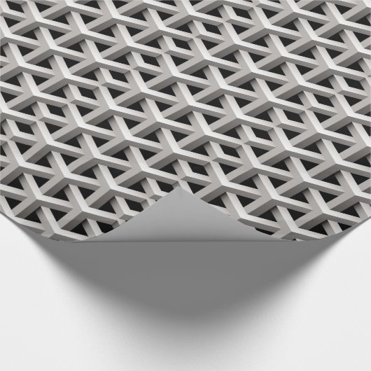 光学的な錯覚シックな黒と白の幾何学的 ラッピングペーパー (角)