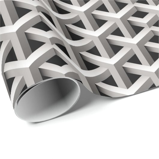 光学的な錯覚シックな黒と白の幾何学的 ラッピングペーパー (ロールコーナー)