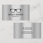 光学眼鏡モダン銀金属 名刺 (正面/裏面)